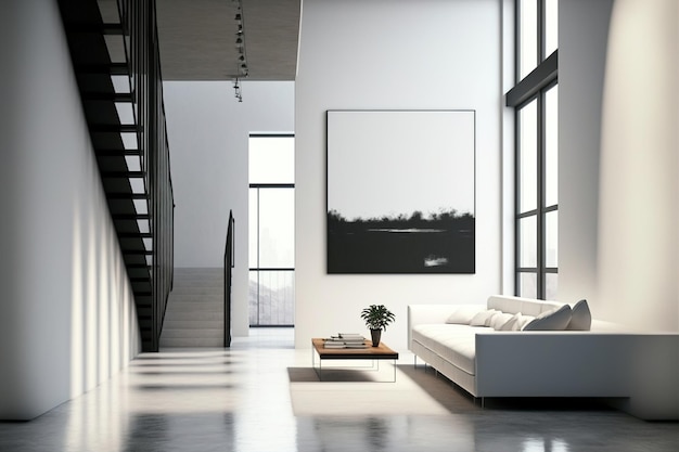Photo modern apartment where sunlight in falling