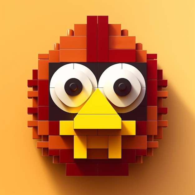 Modern app-logo met Lego-gezicht van Cartoon Turkije