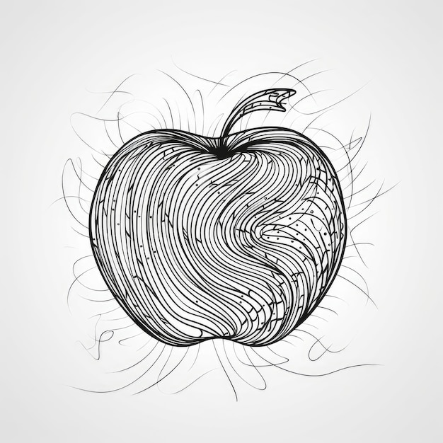 Photo modern apple fruit poster in continuous line art drawing style