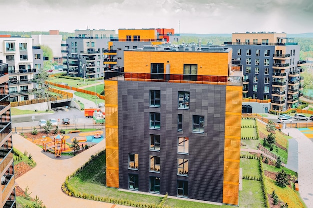 Modern architectural building quarter. And outdoor facilities.