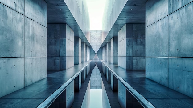 Modern architectural corridor with symmetrical design