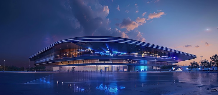 Photo modern architectural design at twilight