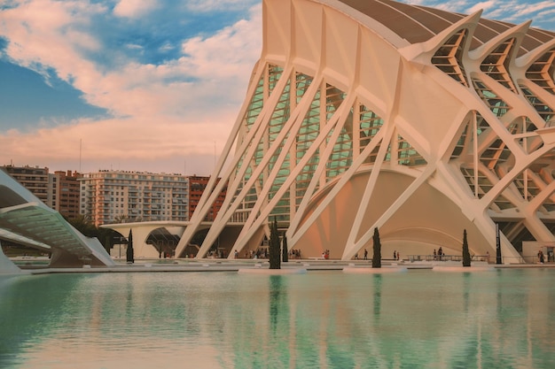 Foto architettura moderna nella città delle arti e delle scienze di valencia luglio 2023