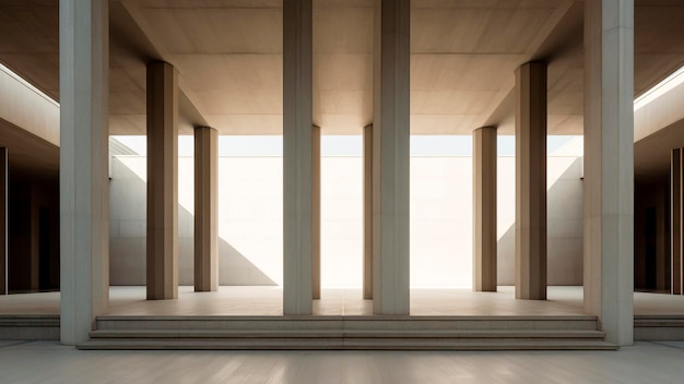 A modern architecture columns and floor