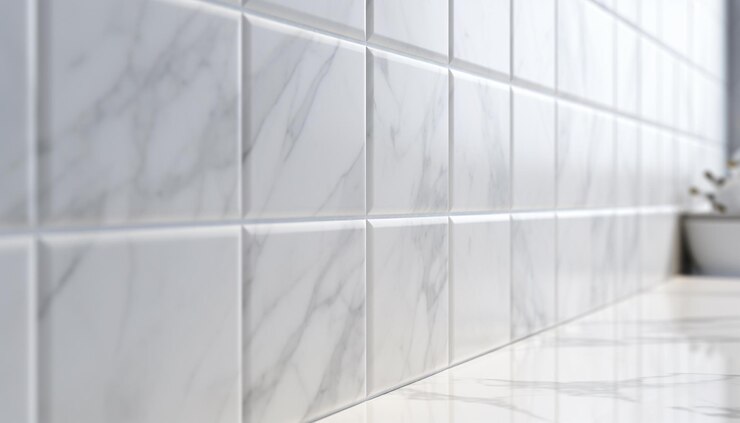 Photo modern architecture design with elegant marble tiling in domestic bathroom generated by artificial intelligence