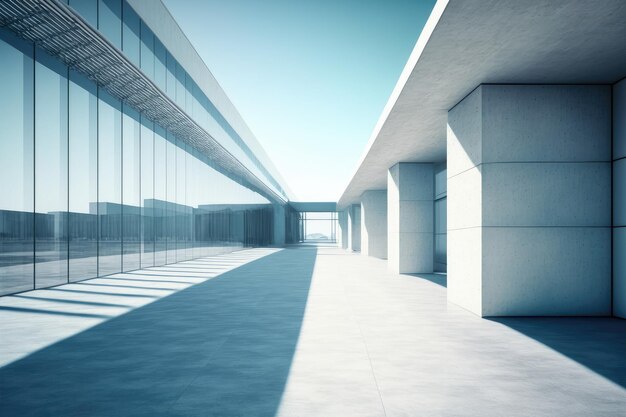 Modern architecture exterior of public hall entrance in urban building outdoor