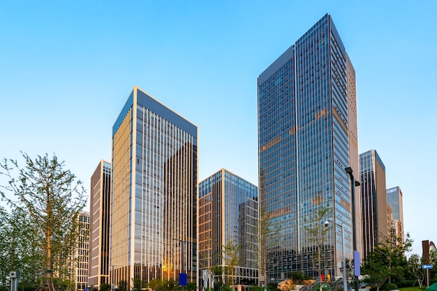 Photo modern architecture office building in jinan financial district