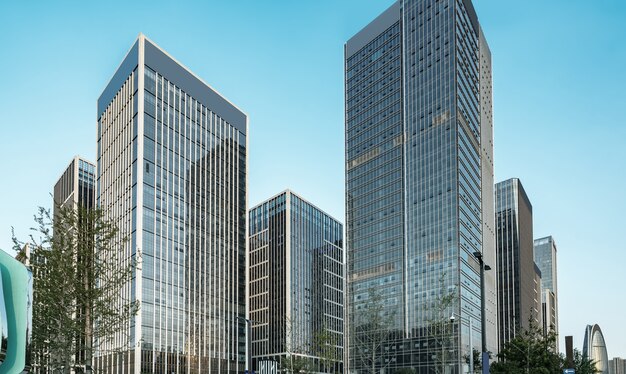 Photo modern architecture office building in jinan financial district
