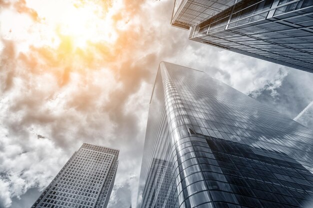 Modern architecture skyscrapers office buildings Glass silhouettes of skyscrapers