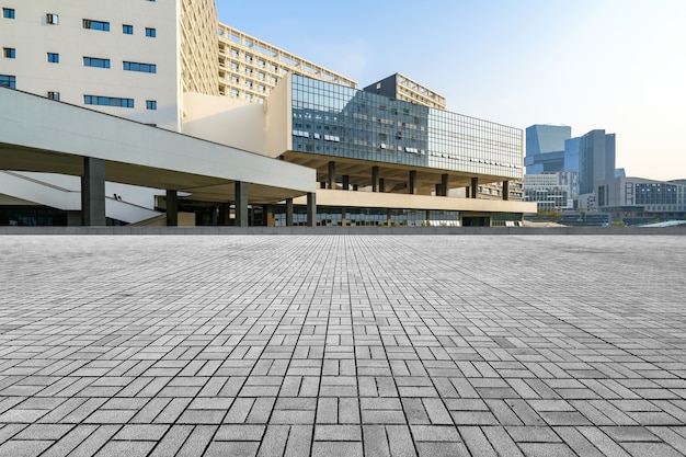 Modern architecture with empty concrete plaza at shenzhen university in China