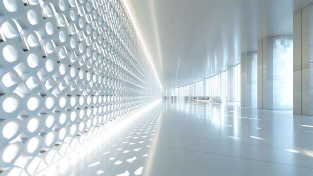 Photo modern architecture with parametric wall and indirect lighting