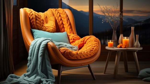 Photo modern armchair with blanket