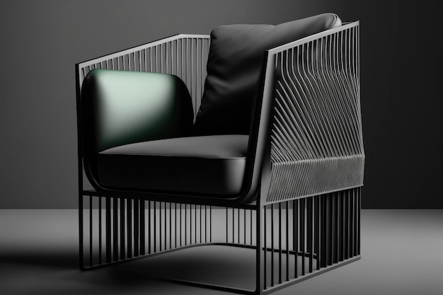 Modern armchair with sleek minimalist lines and mesh or leather seat created with generative ai