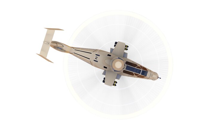 Modern army helicopter in flight with a full complement of weapons on a white background. 3d illustration.
