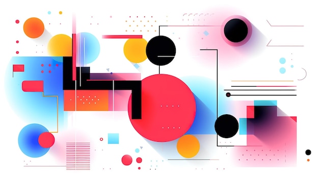 Modern artwork features deconstructed postmodern inspired abstract symbols with bold geometric shapes