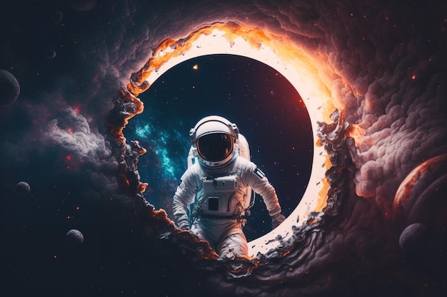 Photo modern astronaut exploring space
