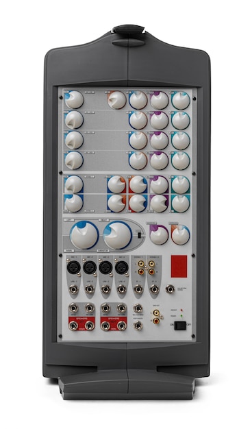 modern audio system amplifier on white background