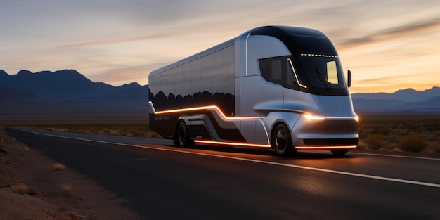 modern autonomous truck on the highway