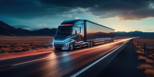 modern autonomous truck on the highway