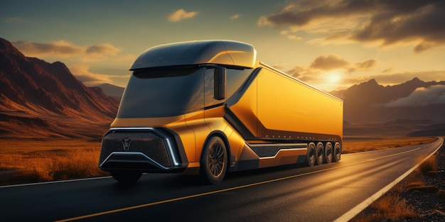 modern autonomous truck on the highway
