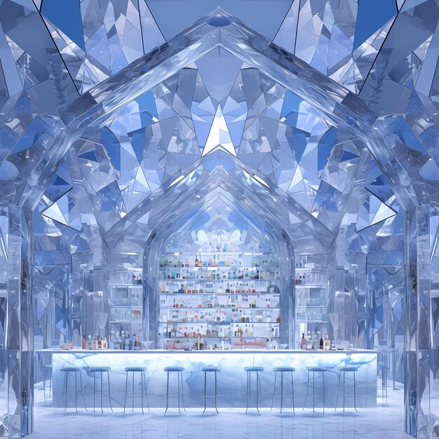 Photo modern avantgarde bar with ice crystal ceiling