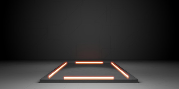 Modern background laser light neon light platform tech style 3d illustration