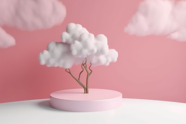 Modern background platform with pink podium Background AI generated