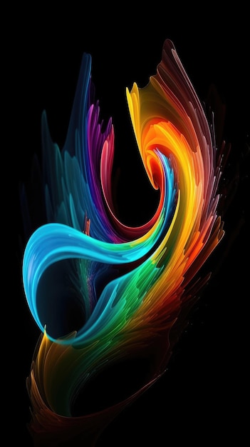ジェネレーティブ ai を使用した流動的な液体の動きを伴う虹のグラデーションと曲線のモダンな背景