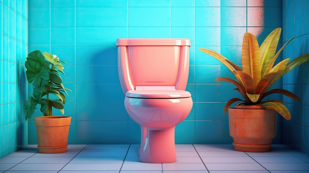 Modern badkamerinterieur voorzien van een strakke toiletpot Generative Ai