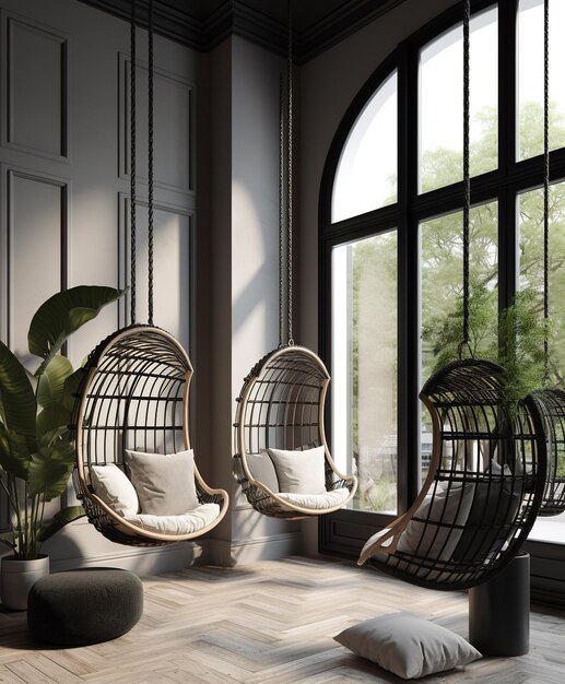 Modern balcony indoor hanging basket leisure room
