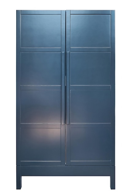 Photo modern bar cabinet with dark gray doors isolated on white background front view