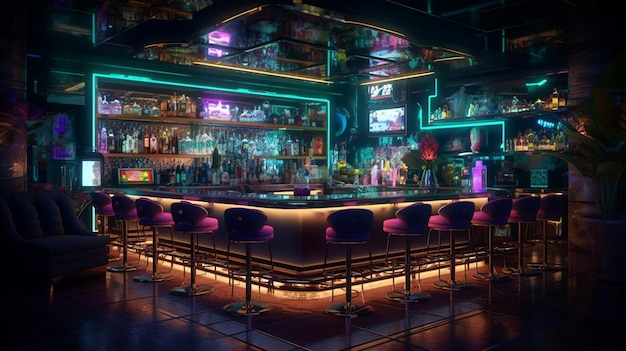 Modern bar club indoors Generative AI