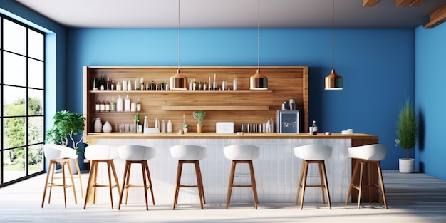 Modern bar kitchen area interior by generative AI tools