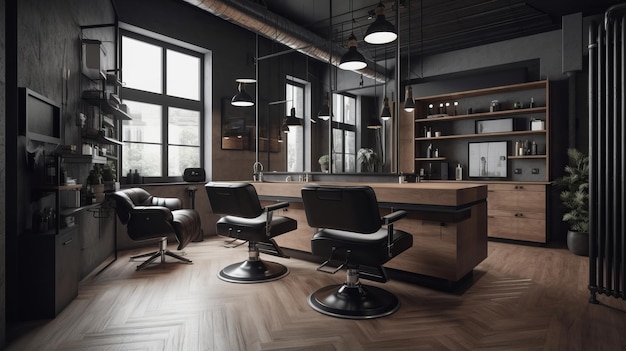 Modern barbershop interior mens space AI generated