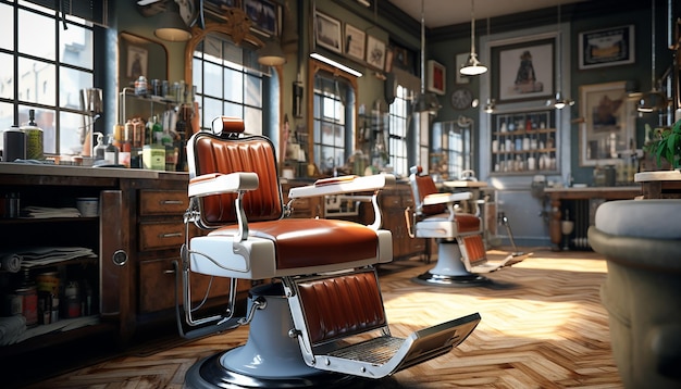 Photo modern barbershop realistic professional interior photoshoot