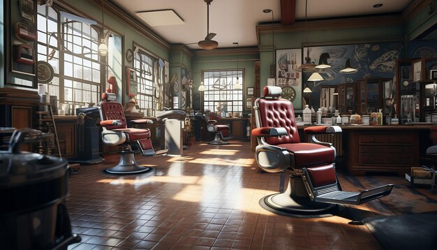 Photo modern barbershop realistic professional interior photoshoot