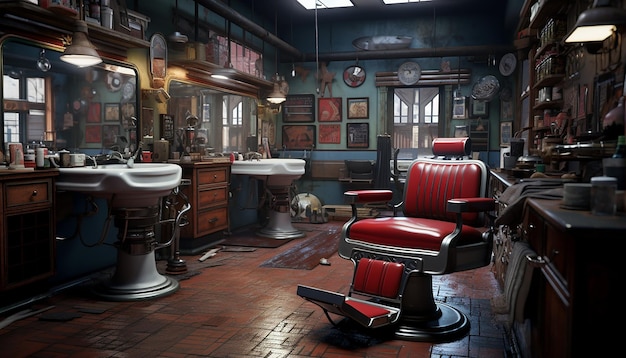 Photo modern barbershop realistic professional interior photoshoot