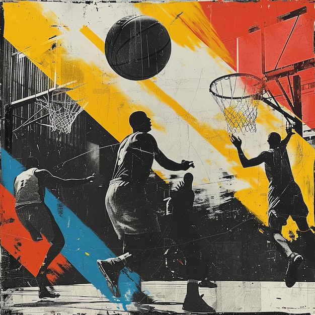 Premium Photo Modern Basketball Players Collage with Abstract(05)