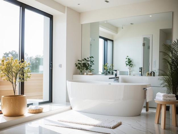 Photo modern bathroom in a contemporary home editorial photography