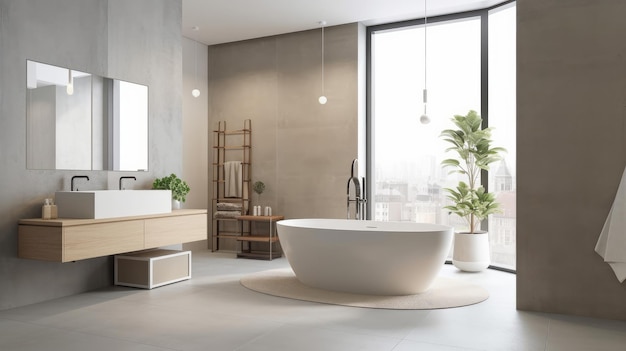 Modern bathroom interior design Illustration AI GenerativexA