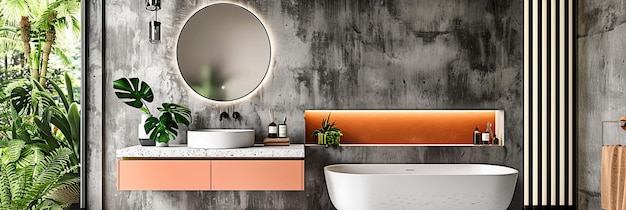 Photo modern bathroom interior with sleek design elements highlighting luxury and clean aesthetics in a stylish home