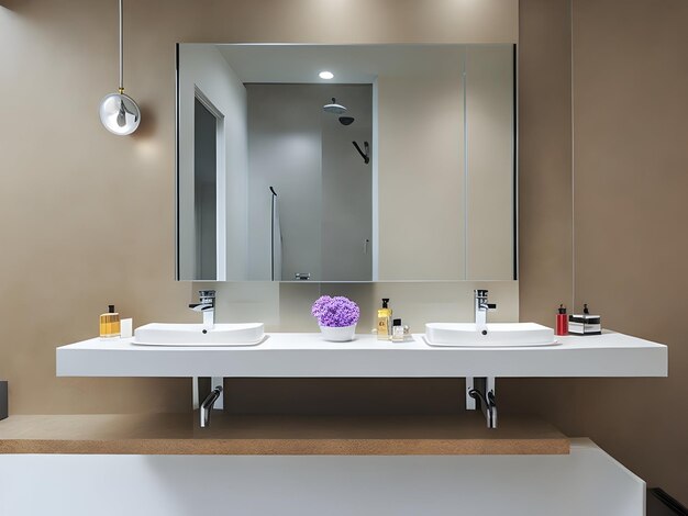 Modern bathroom mirror indoor design