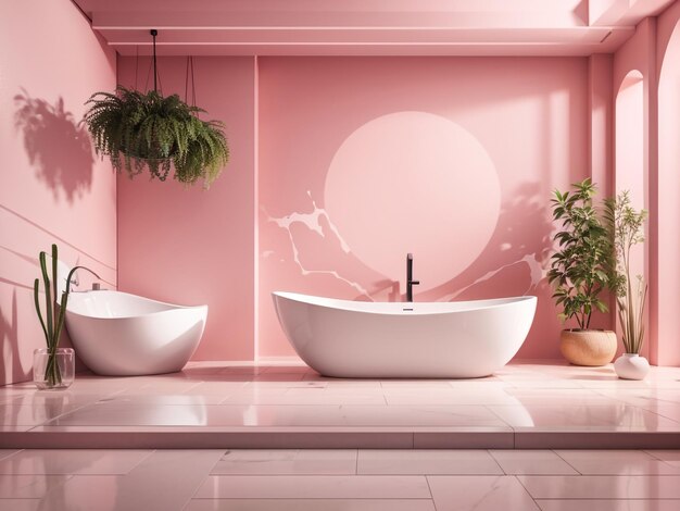 Foto moderno bathroom oasis interior design con vasca da bagno bianca in mostra