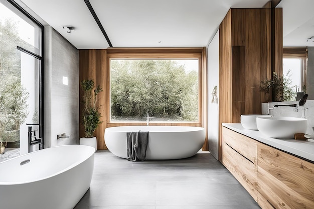 Modern Bathroom with Freestanding Soaking Tub