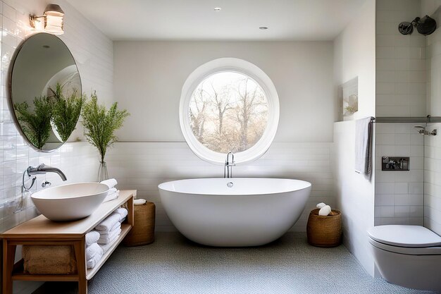 Modern Bathroom with Freestanding Soaking Tub