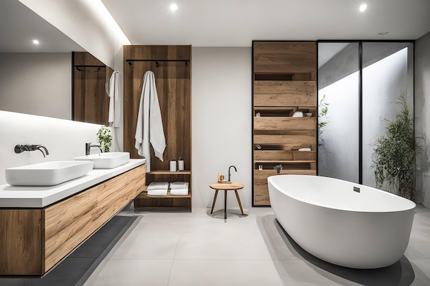 Modern Bathroom with Freestanding Soaking Tub