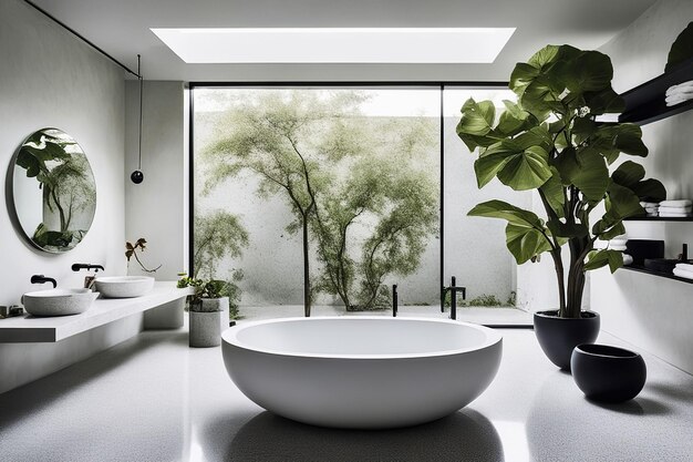 Modern Bathroom with Freestanding Soaking Tub