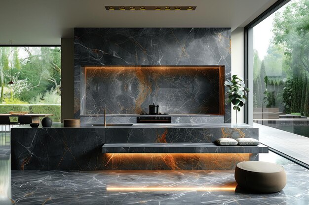 Modern bathroom with marble countertop