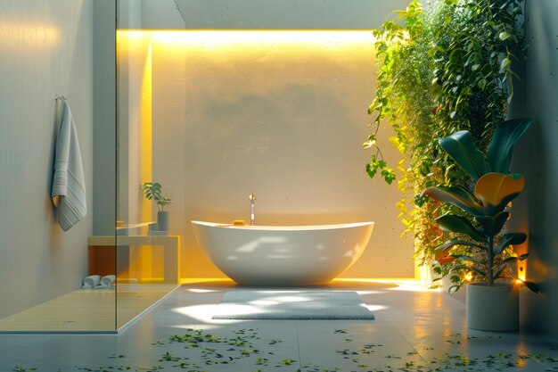 Foto bagno moderno con luce naturale e verde