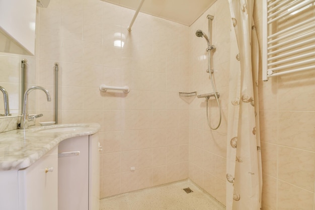 Modern bathroom with shower and sink